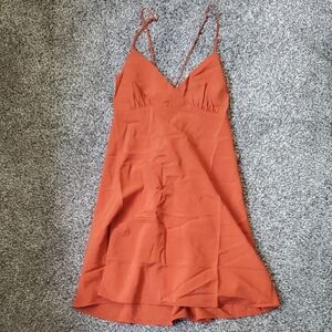 Madewell Rust Orange Spaghetti Strap Tie Dress